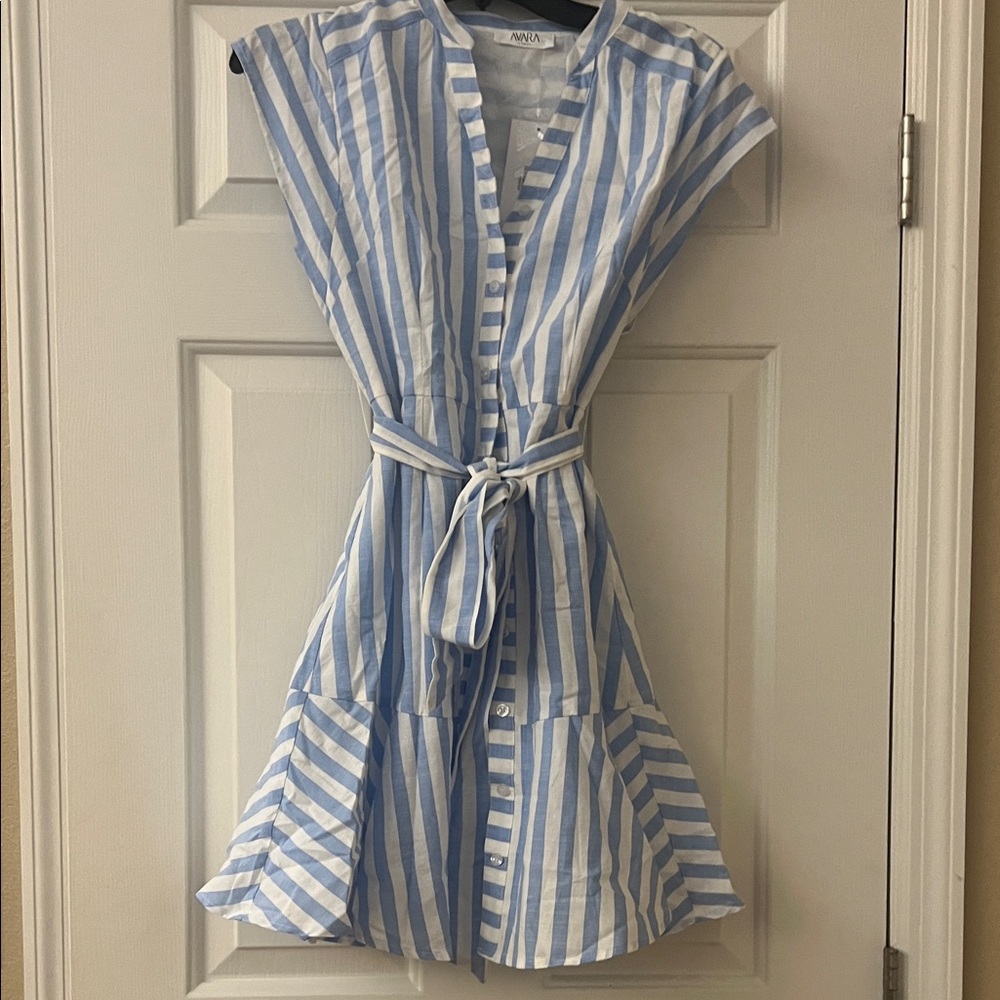 Blue and White Striped Dress